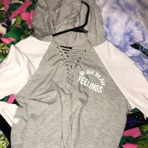 Blah blah feelings shirt with hood